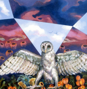 Athena’s Owl, oil on canvas, 34” x 34”, 1980