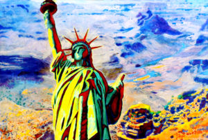 Lady Liberty V, mixed media on canvas 35” x 50” 2012