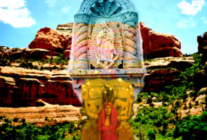 Our Lady of Red Rocks: digital art on canvas 28" x 42"